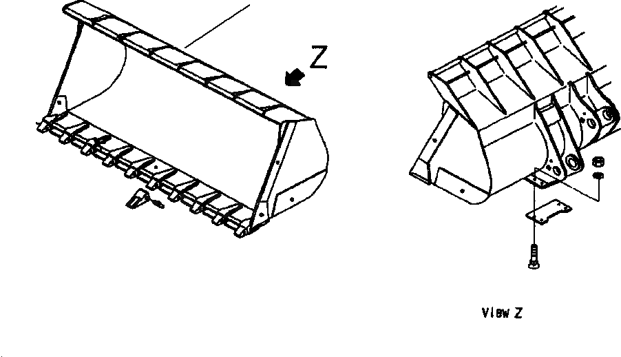 Схема запчастей Komatsu WA600-3 - T-B КОВШ, .8 CU. M. С TEETH И ЗАЩИТА ШИН РАБОЧЕЕ ОБОРУДОВАНИЕ