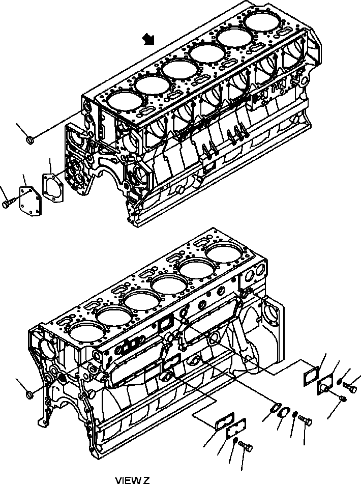 Схема запчастей Komatsu WA600-3LK - FIG. A-AB БЛОК ЦИЛИНДРОВ КРЕПЛЕНИЕ ДВИГАТЕЛЬ