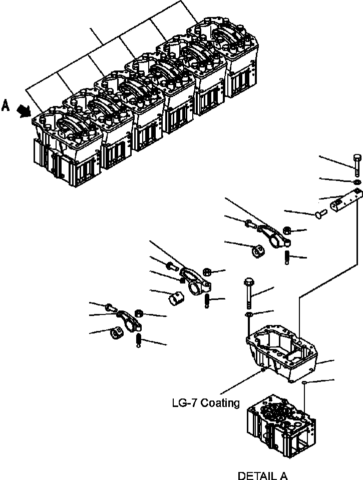 Схема запчастей Komatsu WA600-3LK - FIG. A-AA7 КОРОМЫСЛО И КОЖУХ ДВИГАТЕЛЬ