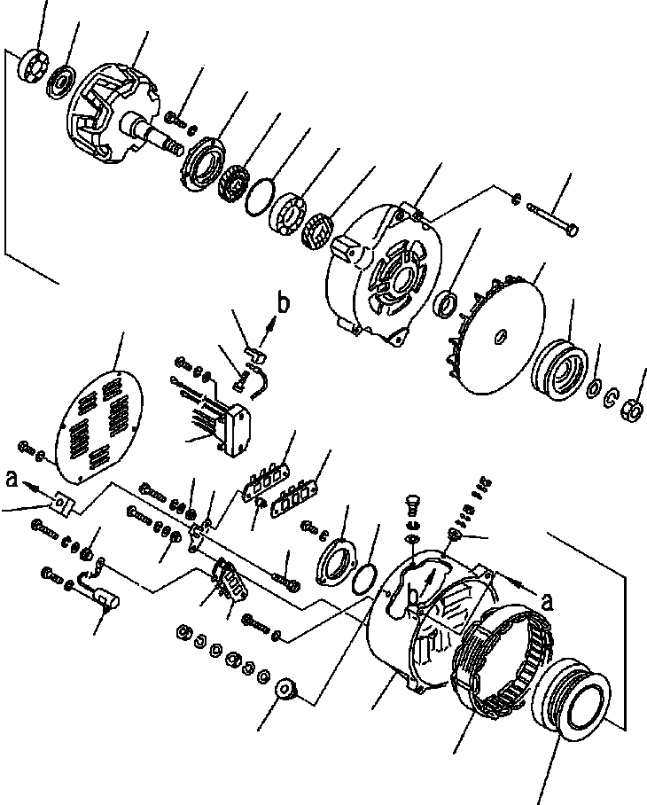 Схема запчастей Komatsu WA600-3LK - FIG. A-BF ГЕНЕРАТОР - 7 AMP ДВИГАТЕЛЬ