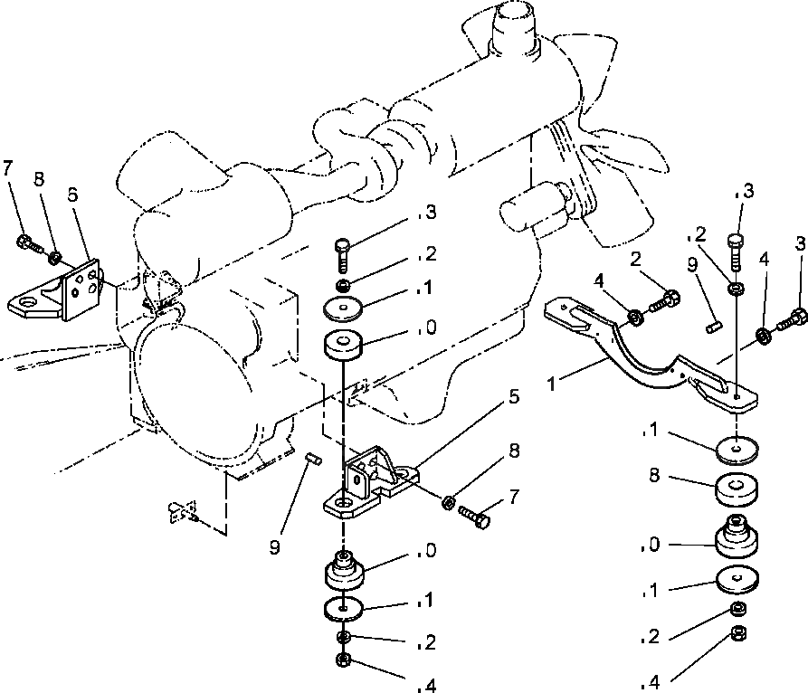 Схема запчастей Komatsu WA600-3LK - FIG. B-A КРЕПЛЕНИЕ ДВИГАТЕЛЯ КОМПОНЕНТЫ ДВИГАТЕЛЯ