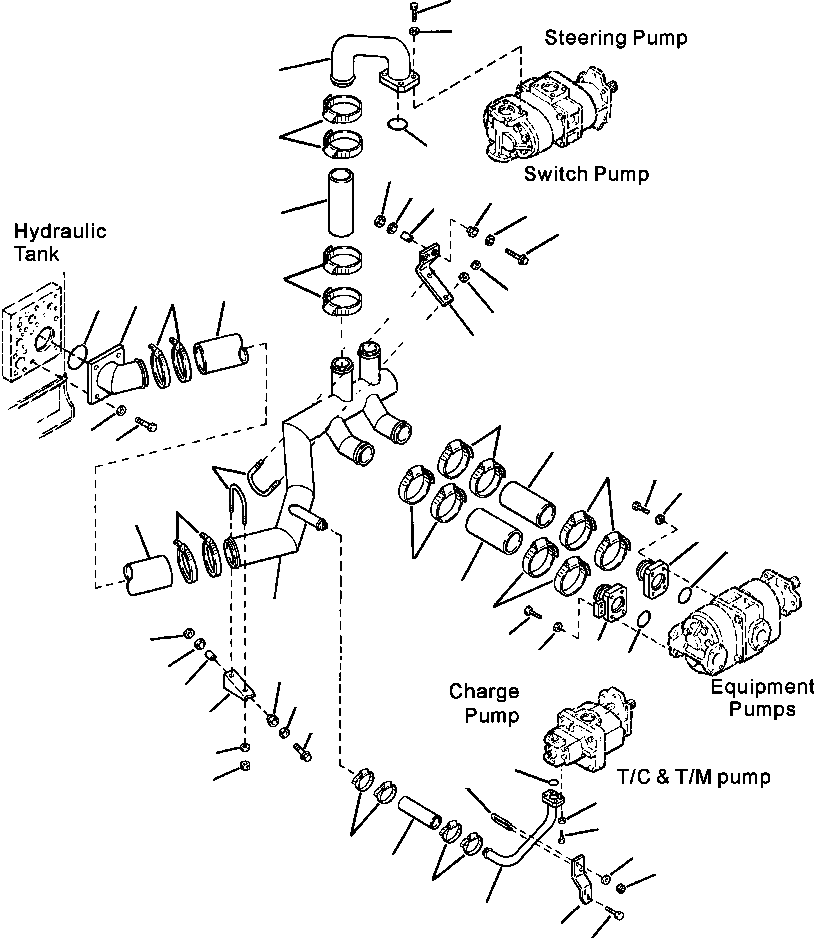 Схема запчастей Komatsu WA600-3LK - FIG. H-A ГИДРОЛИНИЯ - ВСАСЫВ. ЛИНИЯ ГИДРАВЛИКА