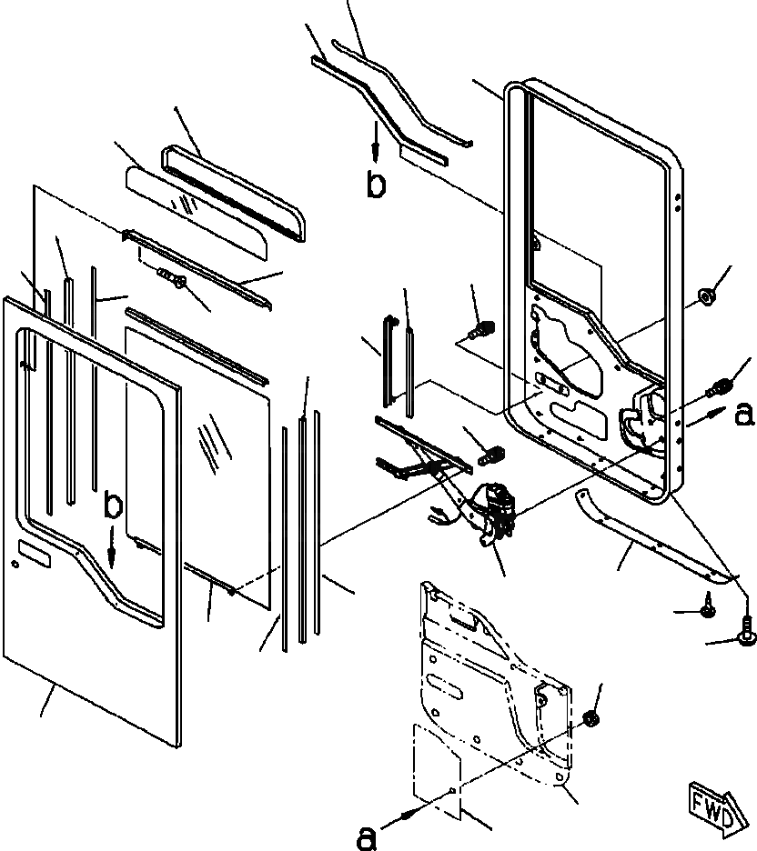 Схема запчастей Komatsu WA600-3LK - FIG. K-A ПРАВ. ДВЕРЬ ASSEMBLY - ДВЕРЬ, ОКНА И РЕГУЛЯТОР КАБИНА ОПЕРАТОРА И СИСТЕМА УПРАВЛЕНИЯ