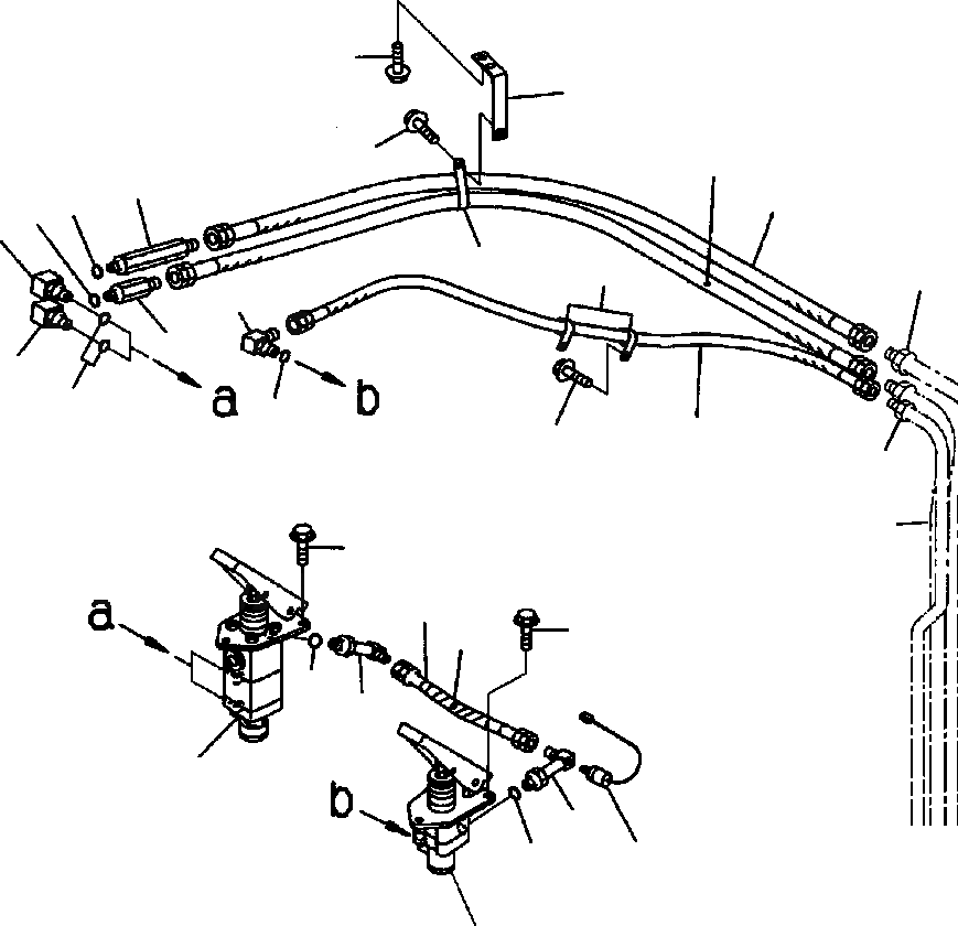 Схема запчастей Komatsu WA600-3LK - FIG. K-A ТОРМОЗНАЯ ГИДРОЛИНИЯ - ПЕРЕДНИЙ МОСТ ЛИНИЯ КАБИНА ОПЕРАТОРА И СИСТЕМА УПРАВЛЕНИЯ