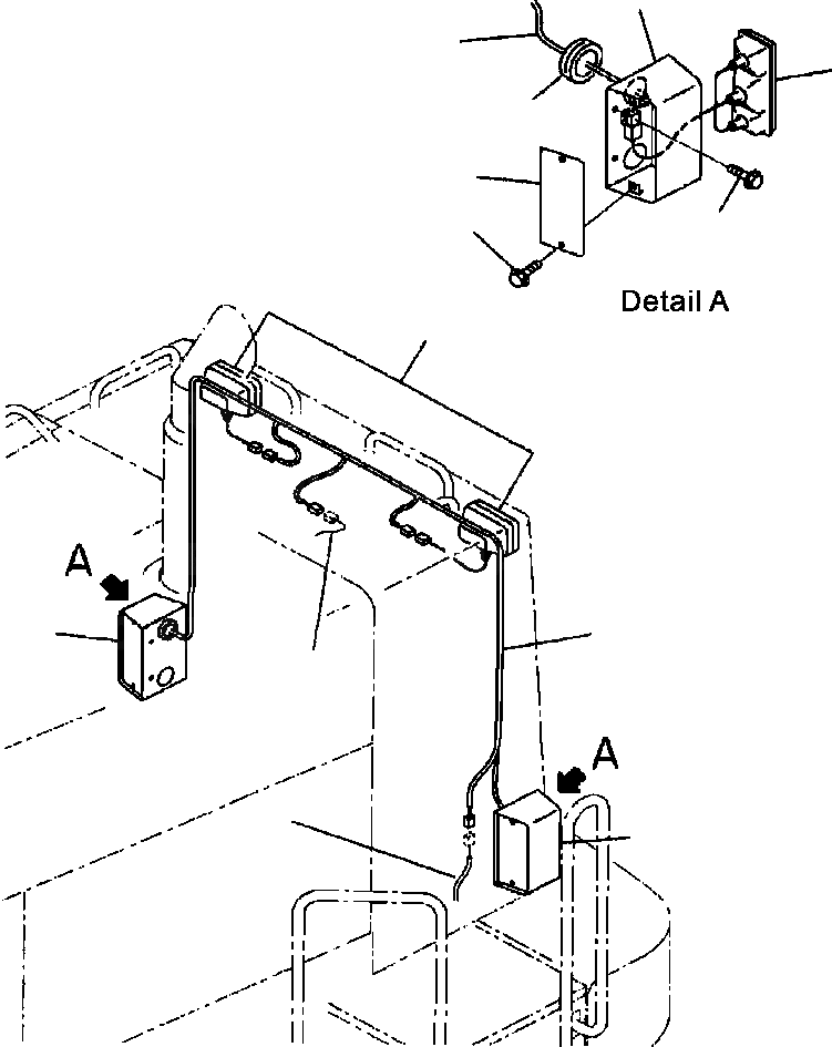 Схема запчастей Komatsu WA600-3LK - FIG. M-A КАПОТ - ЗАДН. ОСВЕЩЕНИЕ И Э/ПРОВОДКА ЧАСТИ КОРПУСА