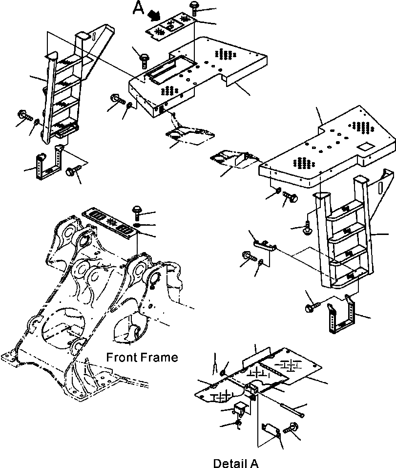 Схема запчастей Komatsu WA600-3LK - FIG. M-A ЛЕСТНИЦА - КАБИНА  ЧАСТИ КОРПУСА