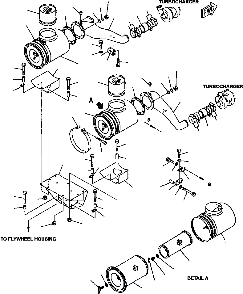 Схема запчастей Komatsu WA700-3L - FIG. A-AA ВОЗДУХООЧИСТИТЕЛЬ ДВИГАТЕЛЬ