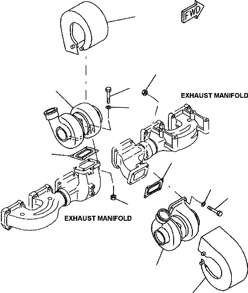 Схема запчастей Komatsu WA700-3L - FIG. A-AE КРЕПЛЕНИЕ ТУРБОНАГНЕТАТЕЛЯ ДВИГАТЕЛЬ