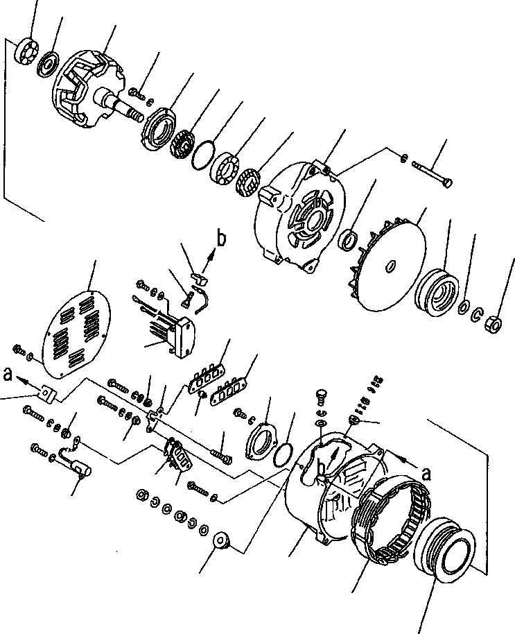 Схема запчастей Komatsu WA700-3L - FIG. A-BD7 ГЕНЕРАТОР (7A) ДВИГАТЕЛЬ