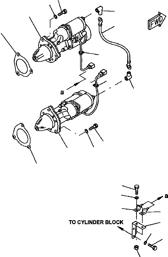 Схема запчастей Komatsu WA700-3L - FIG. A-AC КРЕПЛЕНИЕ СТАРТЕРА ДВИГАТЕЛЬ