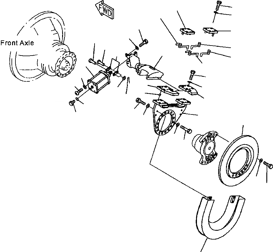 Схема запчастей Komatsu WA700-3L - FIG. F-A ПЕРЕДНИЙ МОСТ - СТОЯНОЧНЫЙ ТОРМОЗ СИЛОВАЯ ПЕРЕДАЧА И КОНЕЧНАЯ ПЕРЕДАЧА