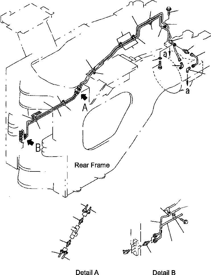 Схема запчастей Komatsu WA700-3L - FIG. J7-A УДАЛЕННАЯ СМАЗКА - ЗАДН. МОСТ СУППОРТ ОСНОВНАЯ РАМА И ЕЕ ЧАСТИ