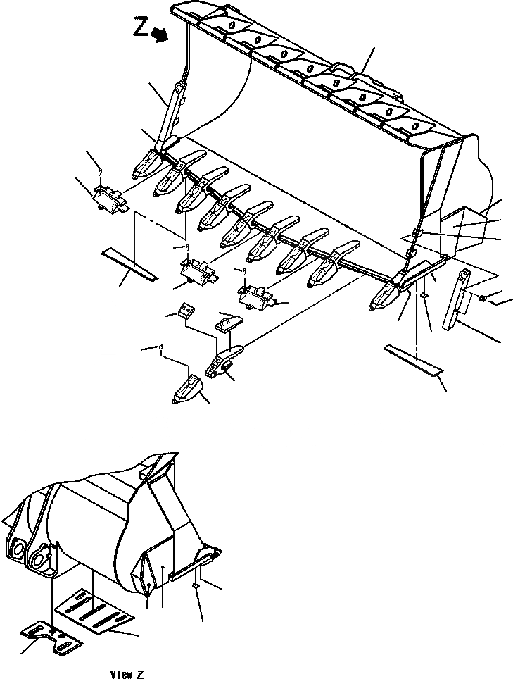 Схема запчастей Komatsu WA700-3L - FIG. T-A КОВШ, 8.7 CUBIC METERS РАБОЧЕЕ ОБОРУДОВАНИЕ