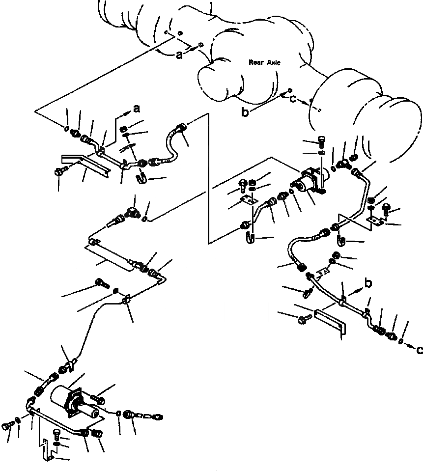 Схема запчастей Komatsu WA700-1L - ТОРМОЗ. МАСЛОПРОВОДЯЩАЯ ЛИНИЯ (КАМЕРА - ЗАДНИЕ ТОРМОЗА) ВЕДУЩ. ВАЛ