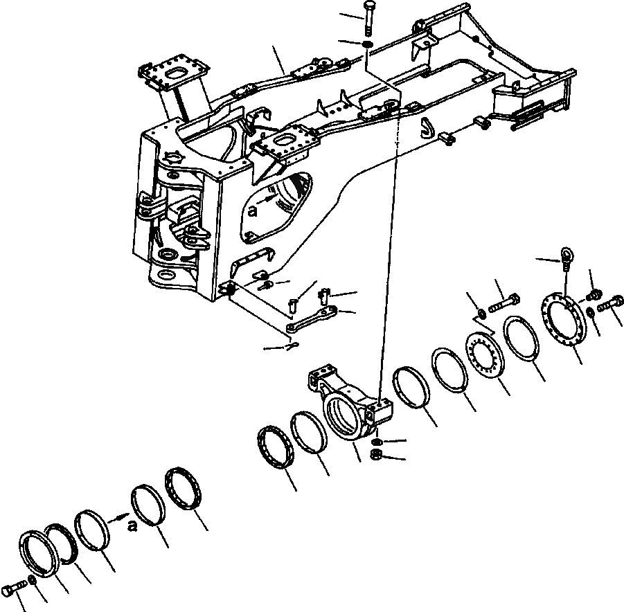 Схема запчастей Komatsu WA700-1L - ЗАДН. РАМА РАМА