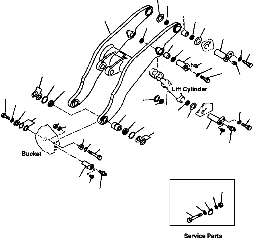 Схема запчастей Komatsu WA700-1L - РУКОЯТЬ РАБОЧЕЕ ОБОРУДОВАНИЕ