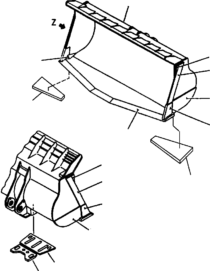 Схема запчастей Komatsu WA700-1L - КОВШ, 8. CUBIC METERS (V-ОБРАЗН) (БЕЗ TEETH) РАБОЧЕЕ ОБОРУДОВАНИЕ