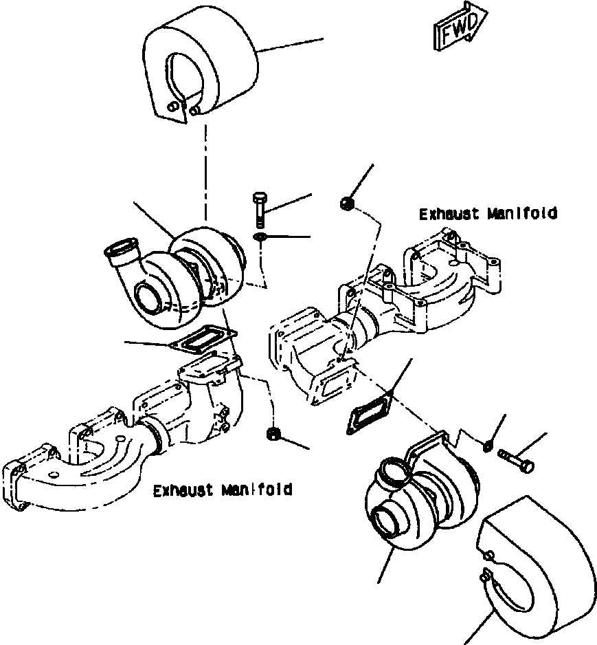 Схема запчастей Komatsu WA700-1L - КРЕПЛЕНИЕ ТУРБОНАГНЕТАТЕЛЯ ДВИГАТЕЛЬ