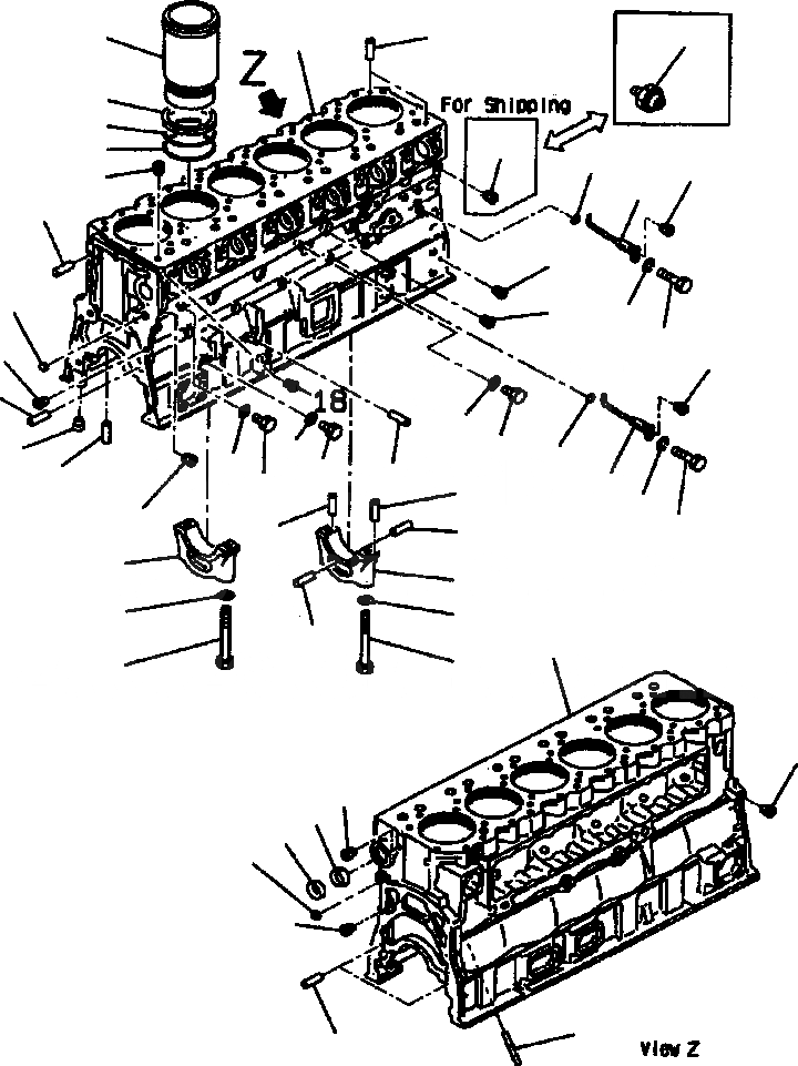 Схема запчастей Komatsu WA700-1L - БЛОК ЦИЛИНДРОВ ДВИГАТЕЛЬ