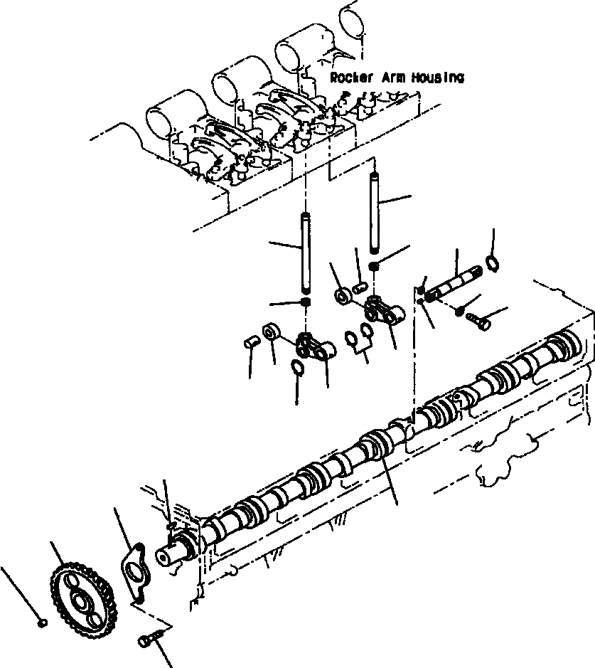 Схема запчастей Komatsu WA700-1L - РАСПРЕДВАЛ И ТОЛКАТЕЛЬ КЛАПАНА ДВИГАТЕЛЬ