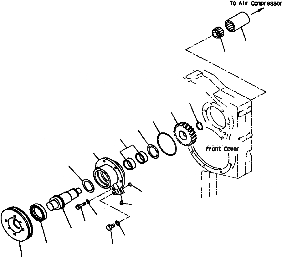 Схема запчастей Komatsu WA700-1L - ПЕРЕДН. МЕХ-М ОТБОРА МОЩНОСТИ ДВИГАТЕЛЬ
