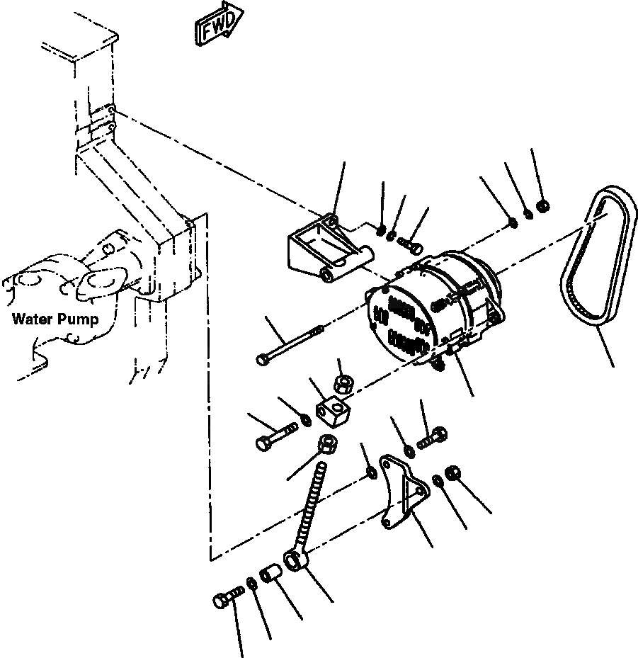 Схема запчастей Komatsu WA700-1L - КРЕПЛЕНИЕ ГЕНЕРАТОРА (7A) ДВИГАТЕЛЬ