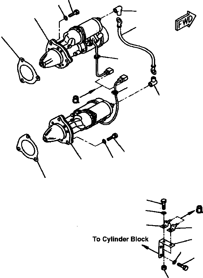 Схема запчастей Komatsu WA700-1L - КРЕПЛЕНИЕ СТАРТЕРА (7.KW) ДВИГАТЕЛЬ