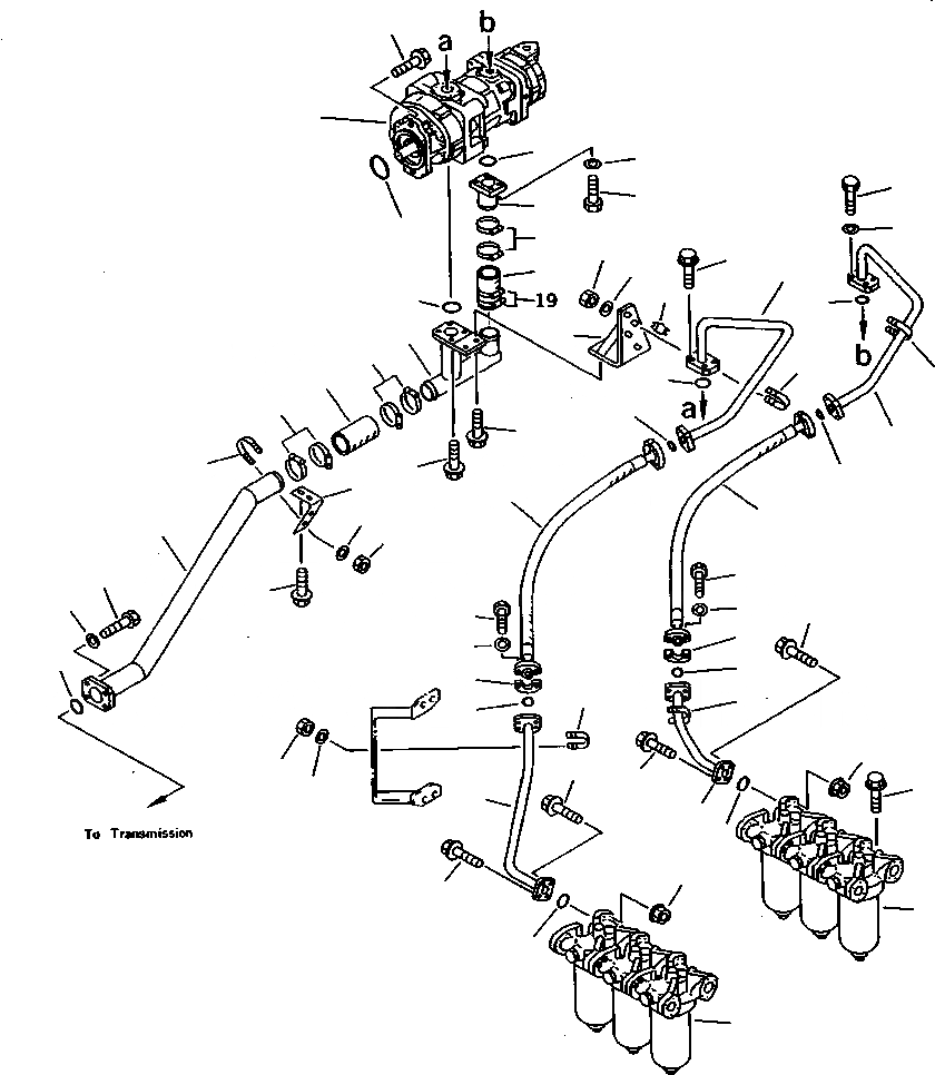 Схема запчастей Komatsu WA800-2L - FIG NO. 7A ГИДРОЛИНИЯ ТРАНСМИССИИ (/) ГИДРОТРАНСФОРМАТОР И ТРАНСМИССИЯ