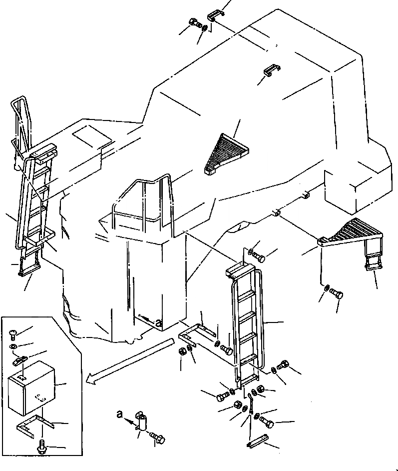Схема запчастей Komatsu WA800-2L - FIG NO. ЛЕСТНИЦА И СТУПЕНИ РАМА