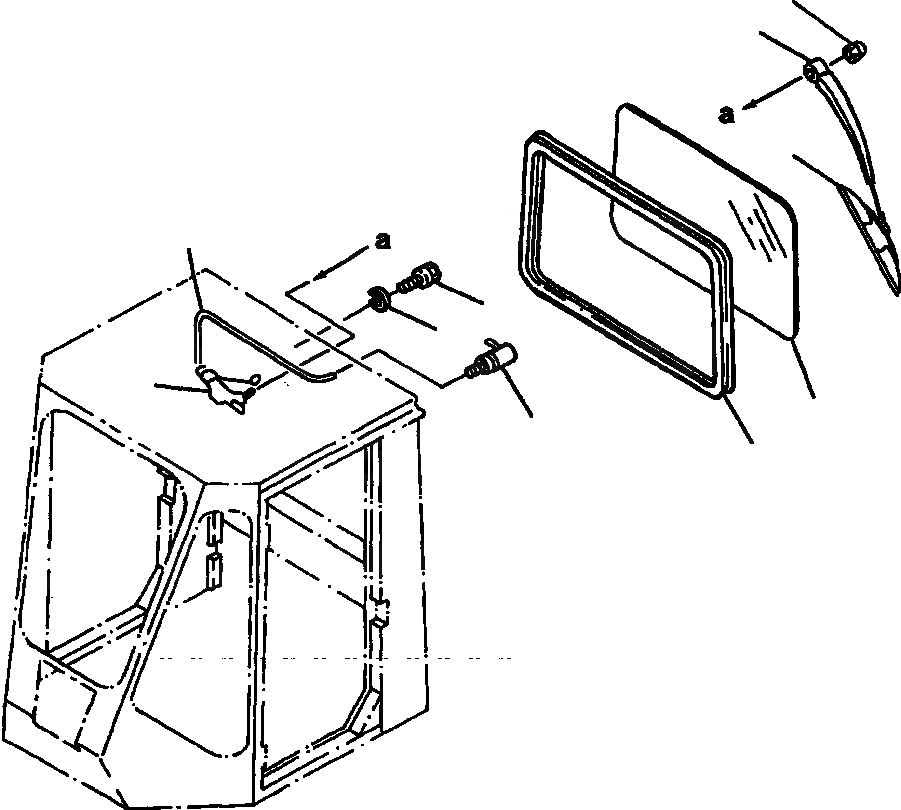 Схема запчастей Komatsu WA800-2L - FIG NO. КАБИНА - ДЛЯ MACHINES W/ РЕВЕРС POLARITY ТИП ДВОРНИКИ МОТОРS ЗАДН. ОКНА И ДВОРНИКИ РАМА