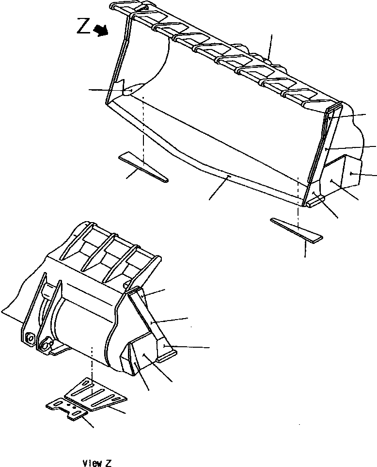 Схема запчастей Komatsu WA800-2L - FIG NO. 7 КОВШ, 9. M (V-ОБРАЗН) (БЕЗ TOOTH) РАБОЧЕЕ ОБОРУДОВАНИЕ