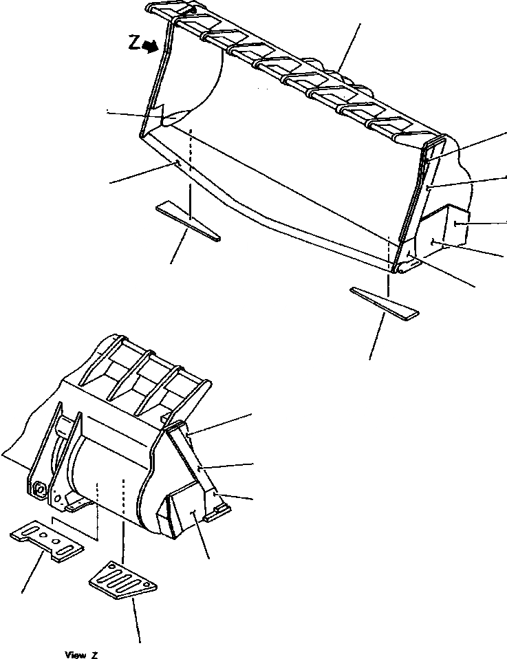 Схема запчастей Komatsu WA800-2L - FIG NO. 7 КОВШ, . M (V-ОБРАЗН) (БЕЗ TOOTH) РАБОЧЕЕ ОБОРУДОВАНИЕ