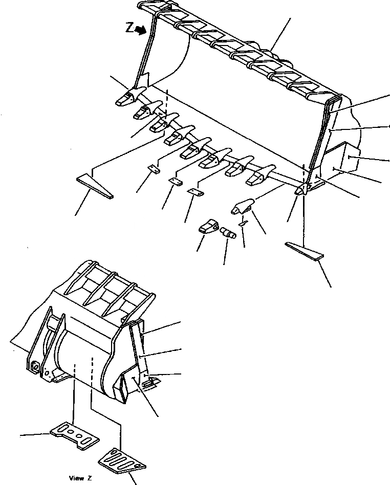 Схема запчастей Komatsu WA800-2L - FIG NO. 79 КОВШ, . M (V-ОБРАЗН) (С ЗУБЬЯМИ) (УСИЛ.) РАБОЧЕЕ ОБОРУДОВАНИЕ