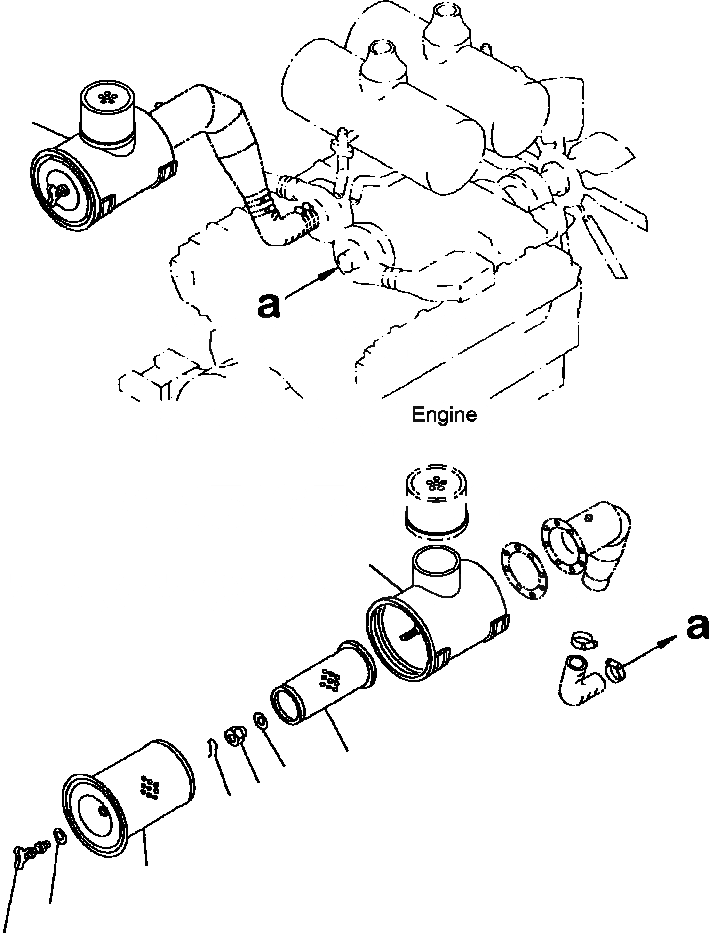 Схема запчастей Komatsu WA800-3LC - B-A ВОЗДУХООЧИСТИТЕЛЬ КОМПОНЕНТЫ ДВИГАТЕЛЯ