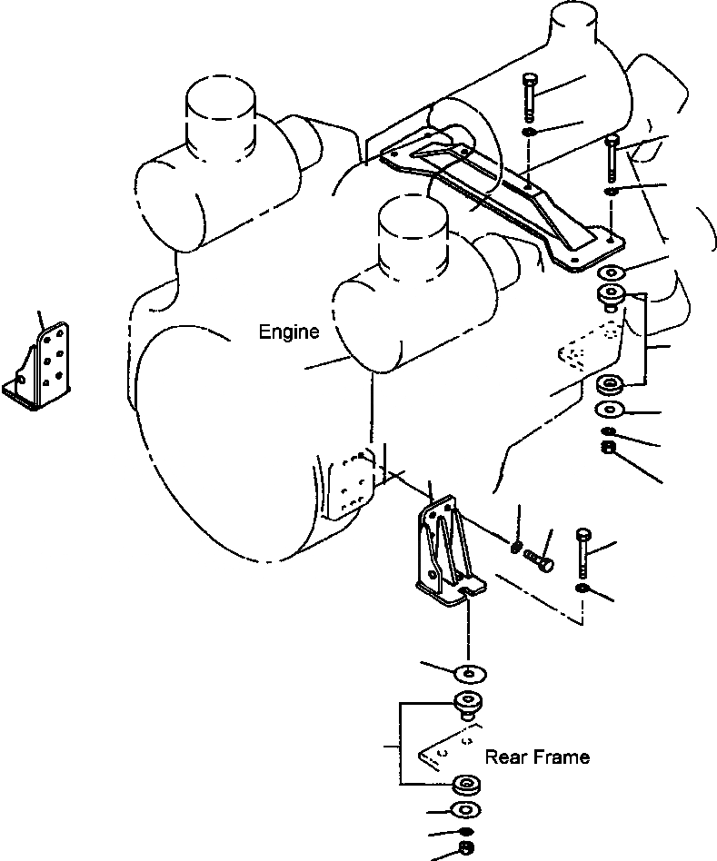 Схема запчастей Komatsu WA800-3LC - B-A КРЕПЛЕНИЕ ДВИГАТЕЛЯ КОМПОНЕНТЫ ДВИГАТЕЛЯ