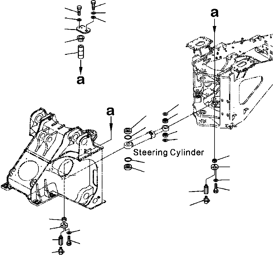 Схема запчастей Komatsu WA800-3LC - J-A ЗАДН. РАМА ЦИЛИНДР РУЛЕВ. УПР-Я ЭЛЕМЕНТЫ КРЕПЛЕНИЯ ОСНОВНАЯ РАМА И ЕЕ ЧАСТИ
