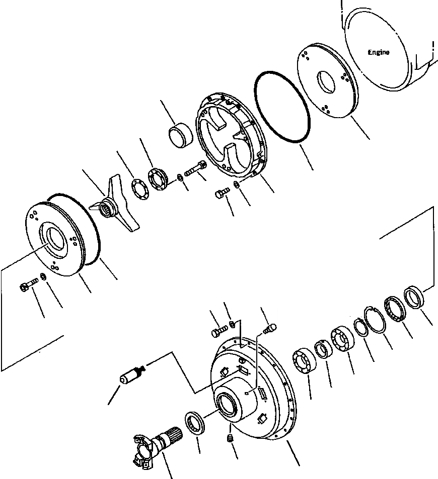 Схема запчастей Komatsu WA900-1L - FIG NO. B ДЕМПФЕР ГИДРОТРАНСФОРМАТОР И ТРАНСМИССИЯ