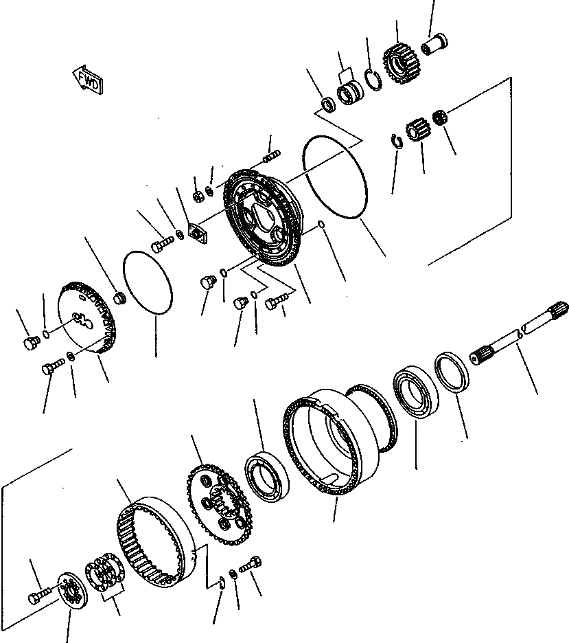 Схема запчастей Komatsu WA900-1L - FIG NO. ЗАДН. КОНЕЧНАЯ ПЕРЕДАЧА ВЕДУЩ. ВАЛ