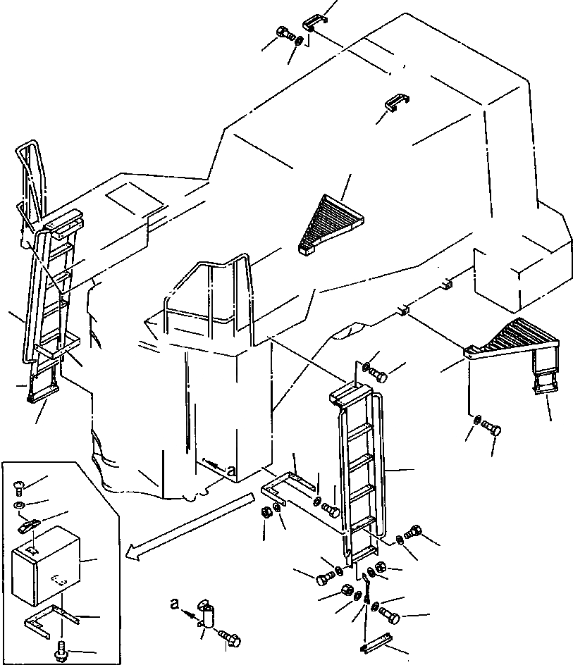 Схема запчастей Komatsu WA900-1L - FIG NO. ЛЕСТНИЦА И СТУПЕНИ РАМА