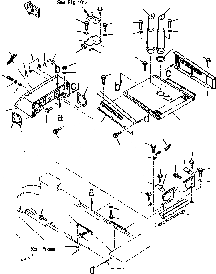 Схема запчастей Komatsu WA900-1L - FIG NO. B КАПОТ РАМА