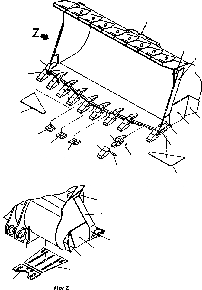 Схема запчастей Komatsu WA900-1L - FIG NO. 77 КОВШ, V-ОБРАЗН ROCK . CU YD (. Mю) РАБОЧЕЕ ОБОРУДОВАНИЕ