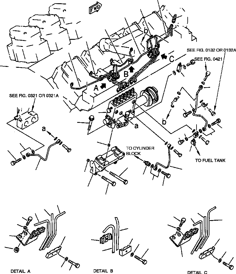 Схема запчастей Komatsu WA900-1L - FIG NO. A ТОПЛ. НАСОС И ТРУБЫ (/) ТОПЛИВН. СИСТЕМА