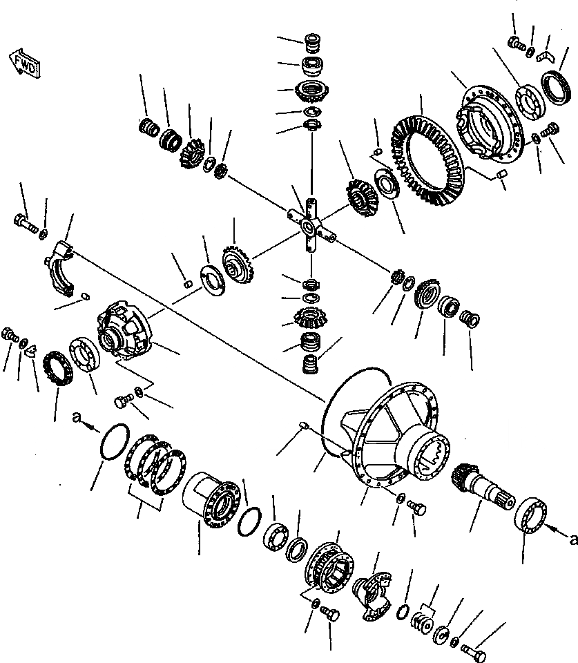 Схема запчастей Komatsu WA900-1LC A20008-UP - FIG NO. ПЕРЕДНИЙ ДИФФЕРЕНЦИАЛ ВЕДУЩ. ВАЛ