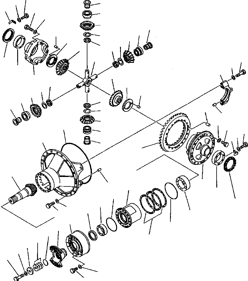 Схема запчастей Komatsu WA900-1LC A20008-UP - FIG NO. ЗАДНИЙ ДИФФЕРЕНЦИАЛ ВЕДУЩ. ВАЛ