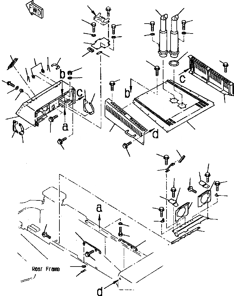 Схема запчастей Komatsu WA900-1LC A20008-UP - FIG NO. B КАПОТ РАМА