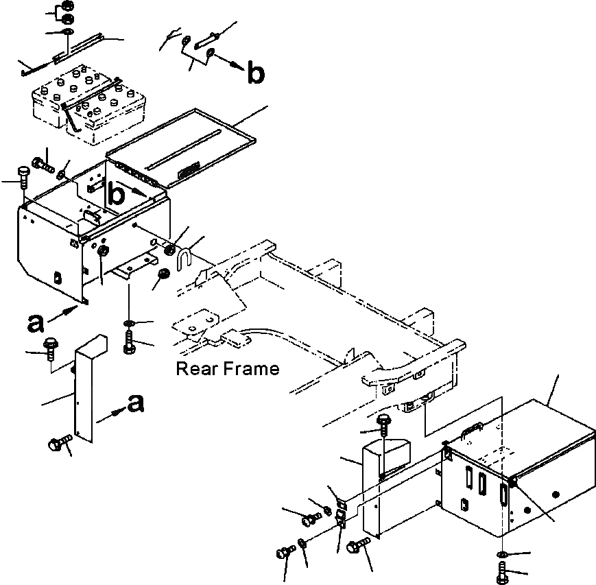 Схема запчастей Komatsu WA900-3LC - E-A КОРПУС АККУМУЛЯТОРА И КРЕПЛЕНИЯ АККУМУЛЯТОРАING ЭЛЕКТРИКА