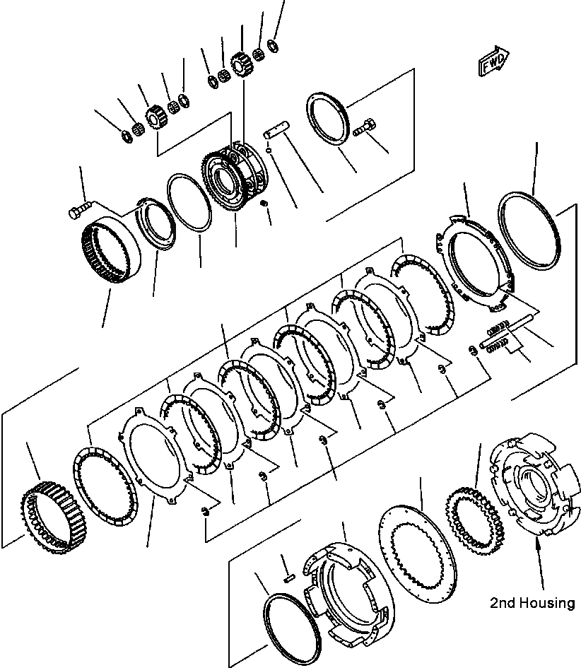 Схема запчастей Komatsu WA900-3LC - F-A ТРАНСМИССИЯ ПЕРЕД. МУФТА СИЛОВАЯ ПЕРЕДАЧА И КОНЕЧНАЯ ПЕРЕДАЧА