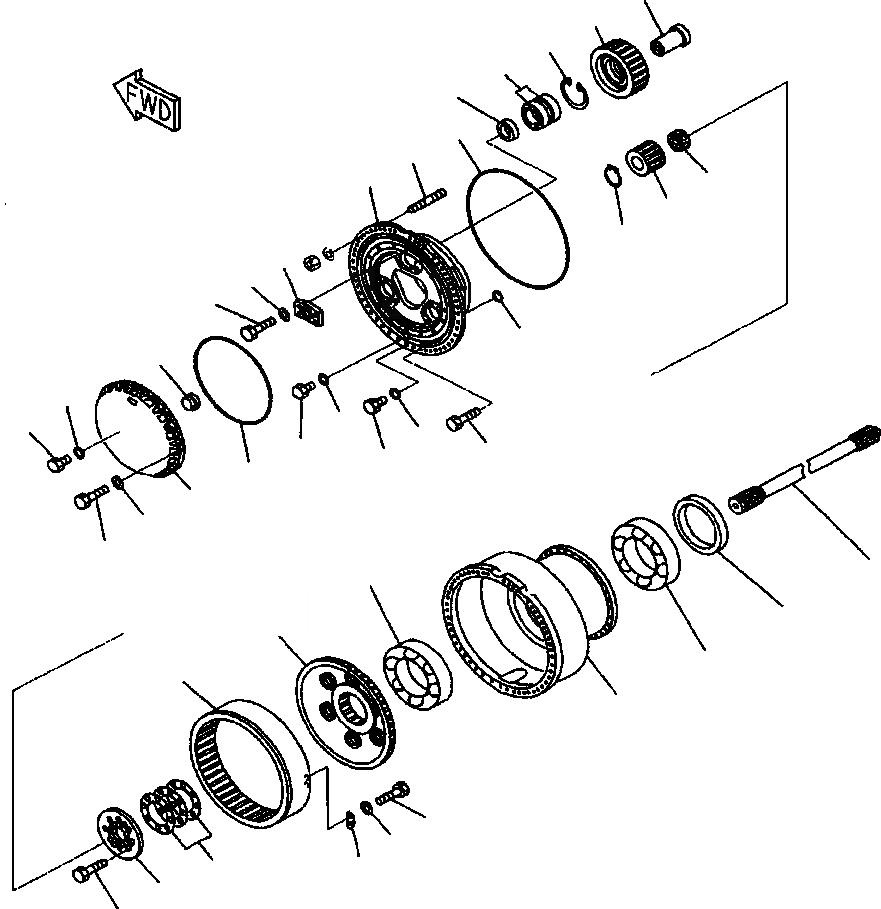 Схема запчастей Komatsu WA900-3LC - F-A ЗАДН. МОСТ КОНЕЧНАЯ ПЕРЕДАЧА СИЛОВАЯ ПЕРЕДАЧА И КОНЕЧНАЯ ПЕРЕДАЧА