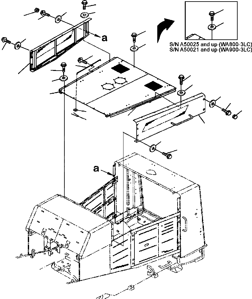 Схема запчастей Komatsu WA900-3LC - M-A КАПОТ TOP КАПОТ AND ВЕРХН. БОКОВ. КРЫШКА ЧАСТИ КОРПУСА