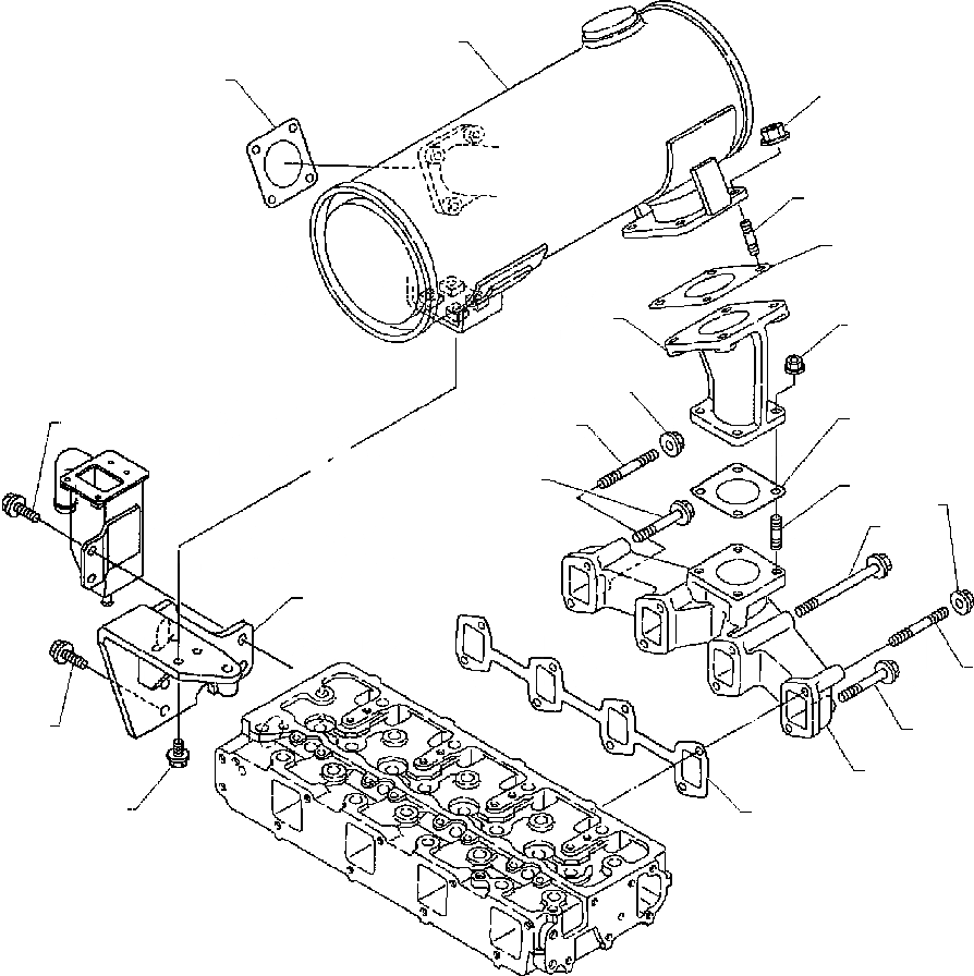 Схема запчастей Komatsu WB140-2N - FIG. A-A ВЫПУСКНОЙ КОЛЛЕКТОР И ГЛУШИТЕЛЬ - ASPIRATED ДВИГАТЕЛЬ ДВИГАТЕЛЬ